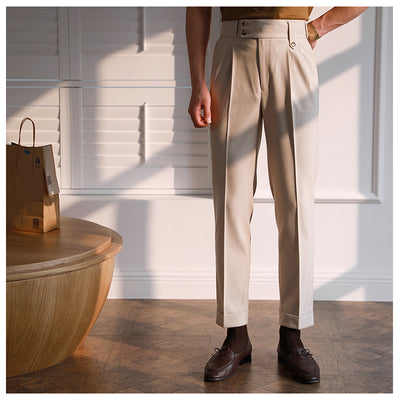 Pantalones Neapolitanos de Corte Recto Cintura Alta para Hombre - Image 18