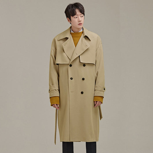 Abrigo Tipo Gabardina Doble Botonadura Elegante y Holgado