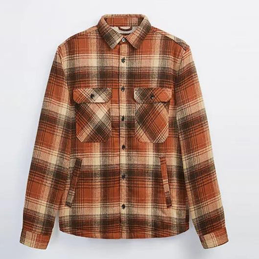 Chaqueta Camisa de Lana Acolchada a Cuadros para Hombre - Image 2
