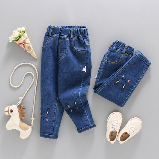 Pantalones Vaqueros Elásticos de Algodón para Niñas