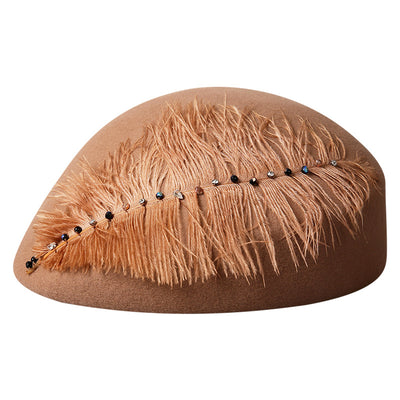 Boina Retro de Lana con Detalles de Plumas para Otoño e Invierno - Image 5