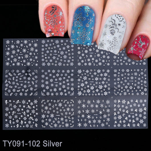 Stickers de Arte de Uñas Navideños con Láser - Diseño de Renos y Copos de Nieve - Image 10