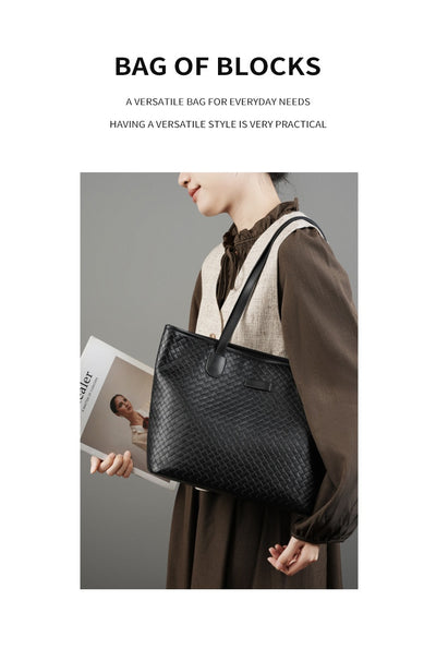 Bolsa de Cuero Genuino con Tejido - Diseño Versátil de Un Hombro para Mujer - Image 12