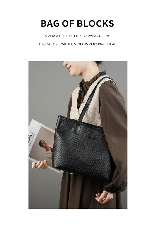 Bolsa de Cuero Genuino con Tejido - Diseño Versátil de Un Hombro para Mujer - Image 12