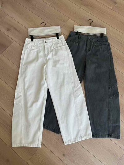 Pantalones Casuales Plisados con Corte 3D - Jeans Versátiles Blancos - Image 5