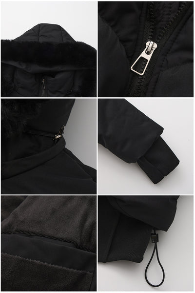 Chaqueta Corta de Algodón con Cuello de Pelaje y Cintura Ajustada - Image 11