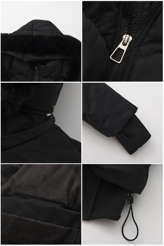 Chaqueta Corta de Algodón con Cuello de Pelaje y Cintura Ajustada - Image 11