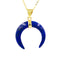 Crystal Bent Horn Pendant European And American Fashion Sweater Chain Lapis lazuli