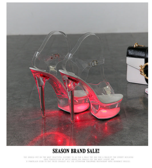 Sandalias de Tacón Stiletto Luminoso Plataforma Sexy Talla 34-43 - Image 2