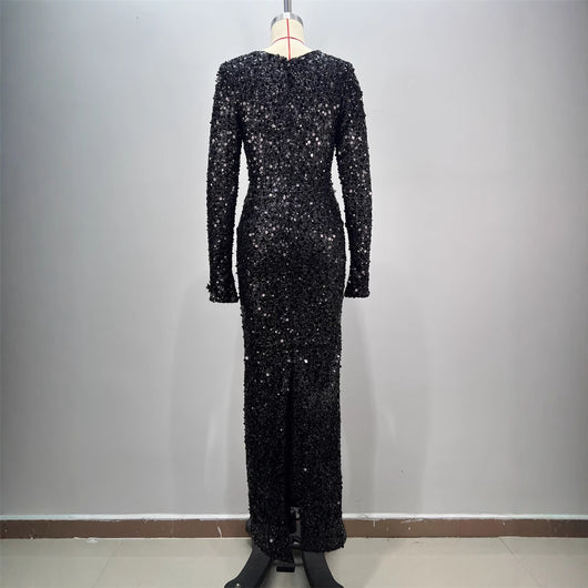 Vestido Largo de Lentejuelas Ajustado para Mujer - Image 5