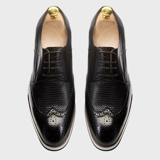 Zapatos Derby Tejidos Punta Fina - Calzado Casual de Cuero para Hombre - Image 18