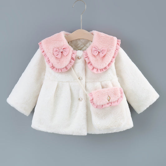Abrigo Infantil Estilo Coreano con Lazo - Algodón Puro Colores Sólidos - Image 2