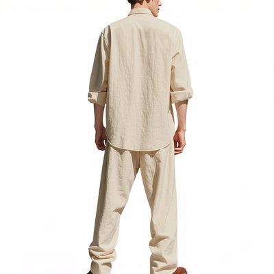 Conjunto de Camisa Suelta Manga Larga y Pantalón para Hombre - Image 24