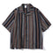 Camisa Retro Amekaji a Rayas de Estilo Étnico Manga Corta