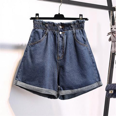 Shorts de Mezclilla Elástica Cintura Alta para Mujer - Estilo Verano Amplio y Cómodo - Image 17