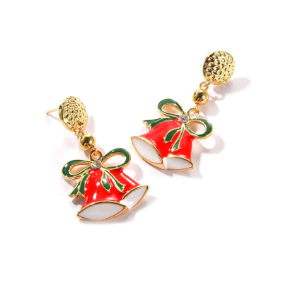 Aretes Navideños Campanas Doradas con Cristales Brillantes - Image 6
