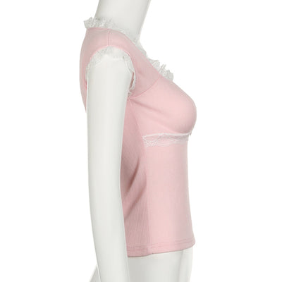 Blusa Elegante de Encaje con Cuello Cuadrado y Manga Corta - Image 18