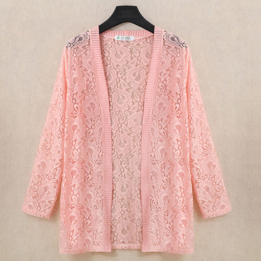 Cardigan Fino con Blusa de Encaje de Manga Larga - Image 17