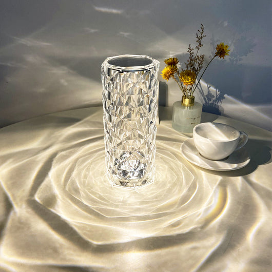 Lámpara Proyectora LED Rosa con Cristal Diamante - Luz Nocturna Táctil USB - Image 6