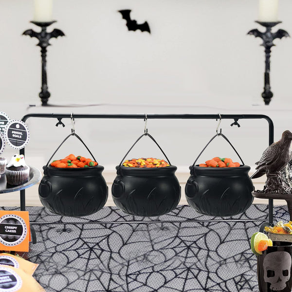 Caldero Bruja Halloween Decorativo para Servir - Tazón Plástico Negro