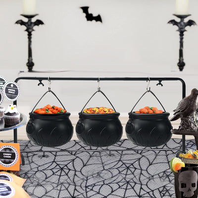 Caldero Bruja Halloween Decorativo para Servir - Tazón Plástico Negro