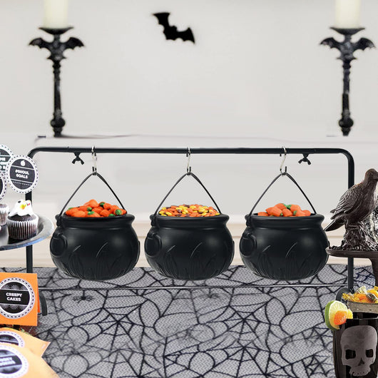 Caldero Bruja Halloween Decorativo para Servir - Tazón Plástico Negro