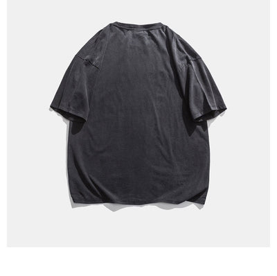 Camiseta Hombre Estilo Retro Japonés con Hombros Caídos y Estampado de Letras - Image 7