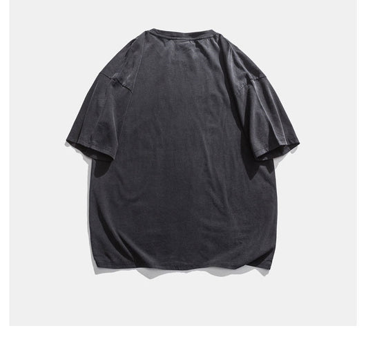 Camiseta Hombre Estilo Retro Japonés con Hombros Caídos y Estampado de Letras - Image 7