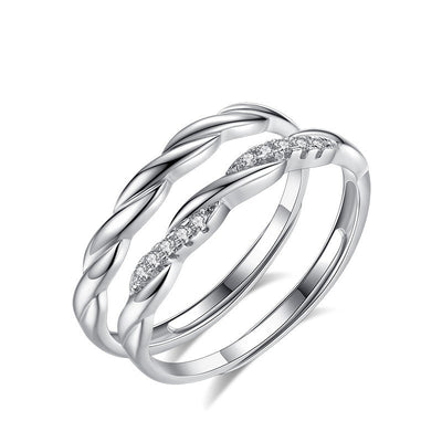 Anillo de Pareja en Plata 925 con Ondas de Agua y Micro Incrustaciones - Image 8