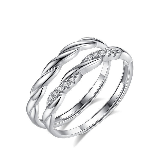 Anillo de Pareja en Plata 925 con Ondas de Agua y Micro Incrustaciones - Image 8