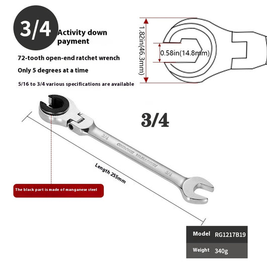 Llave Inglesa Ajustable con Carraca de Tubo Abierto - Image 12