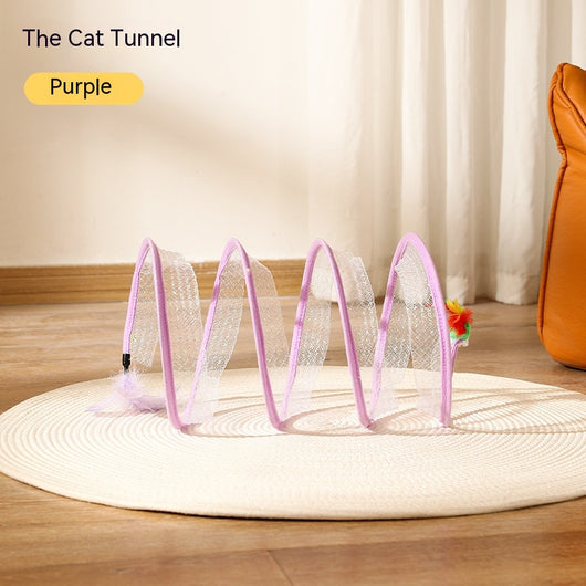 Túnel Plegable para Gatos con Juguete Ratón - Juguete Interactivo S Type - Image 12
