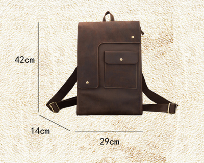 Mochila de Cuero Casual Estilo Británico para Hombre - Image 6