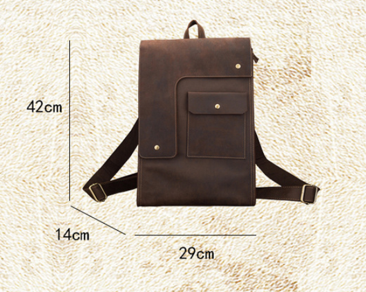 Mochila de Cuero Casual Estilo Británico para Hombre - Image 6