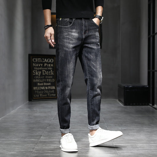Pantalones Casuales Negros Slim Fit Cintura Pequeña para Hombre - Image 3