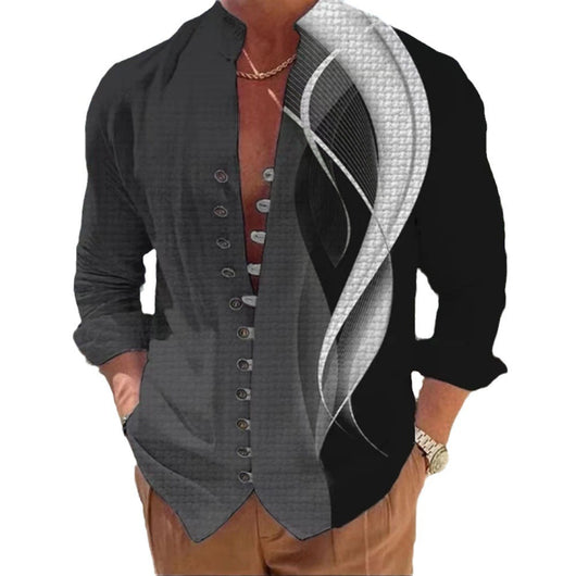 Camisa Estampada de Manga Larga para Hombre - Image 5