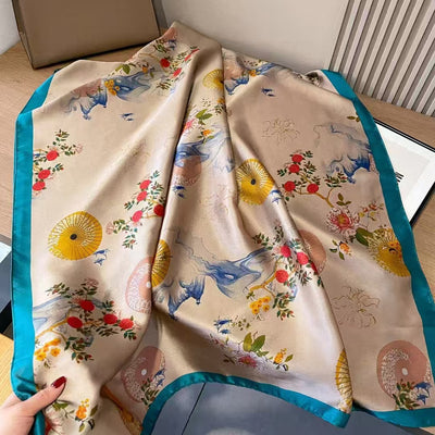 Pañuelo Largo de Satén Xiang Yun con Estampado Coreano - Image 12