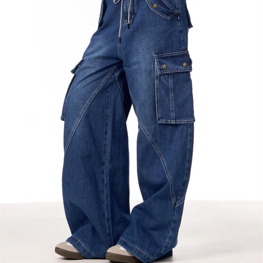Pantalones Cargo Retro Mujer Cintura Alta Bolsillos Múltiples Corte Recto