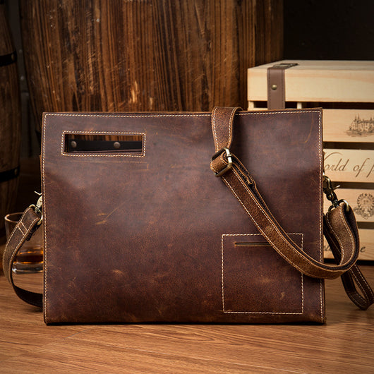 Bolso Mensajero de Cuero Crazy Horse - Elegancia Casual para Cada Día - Image 9