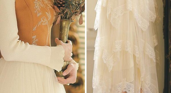 Vestido Tejido con Detalle de Encaje y Delantal Cosido