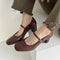 Tacones Altos de Cuero Premium Estilo Retro Francés