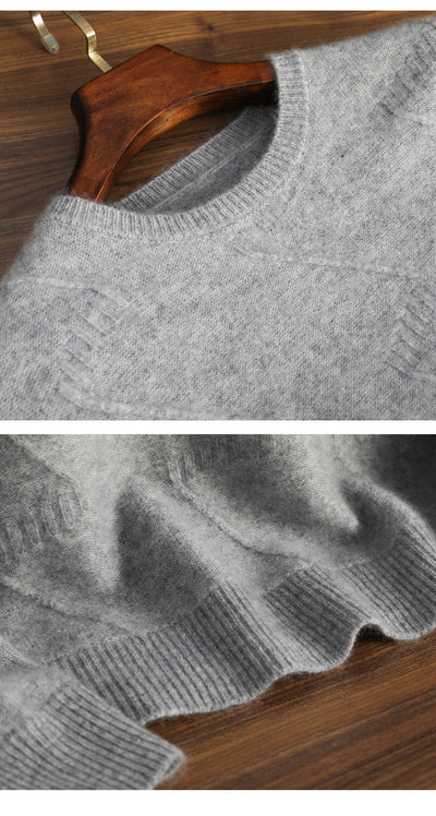 Suéter de Cachemira Pura para Hombre - Cuello Redondo Jacquard - Image 15
