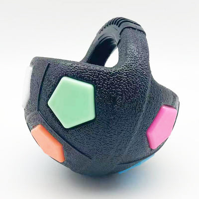 Black and white soccer ball dog toy with a textured handle, designed for interactive play and self-amusement. - Image 22