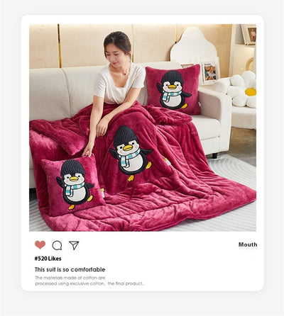 Almohada Manta Térmica Reversible 3D Pingüino - Dos en Uno - Image 29