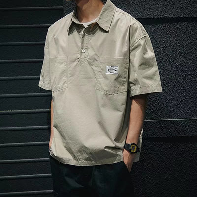 Camiseta de Trabajo Holgada en Colores Sólidos para Hombre - Image 14