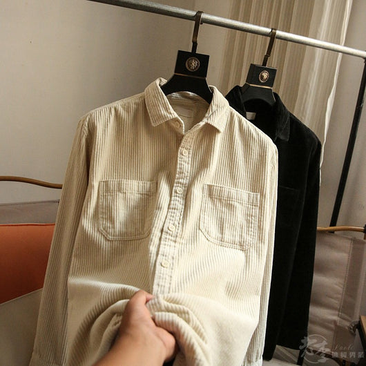 Camisa de Pana 100% Algodón para Hombre - Manga Larga Colores Sólidos - Image 4