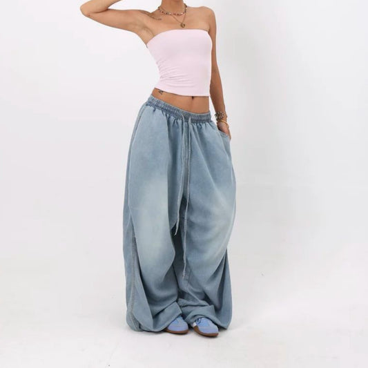 Jeans Vintage Cintura Alta Pierna Ancha Suelta