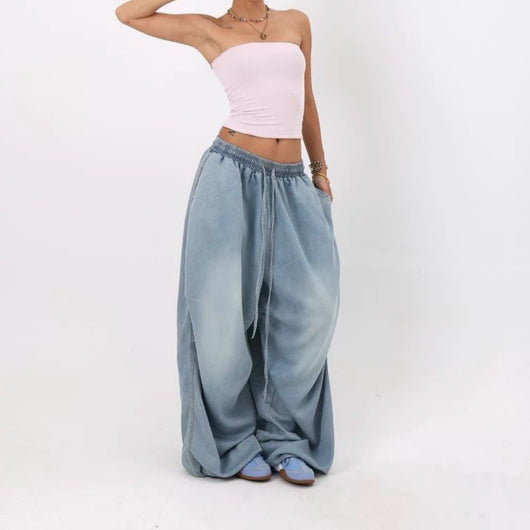 Jeans Vintage Cintura Alta Pierna Ancha Suelta