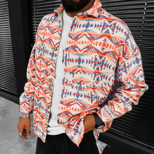 Chaqueta Camisa Casual con Estampado Étnico para Hombre - Image 10