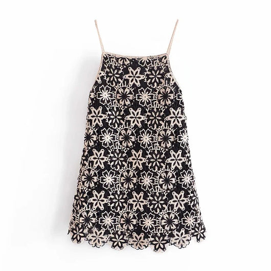 Vestido Mini Crochet con Tirantes Ajustado - Estilo Verano - Image 10